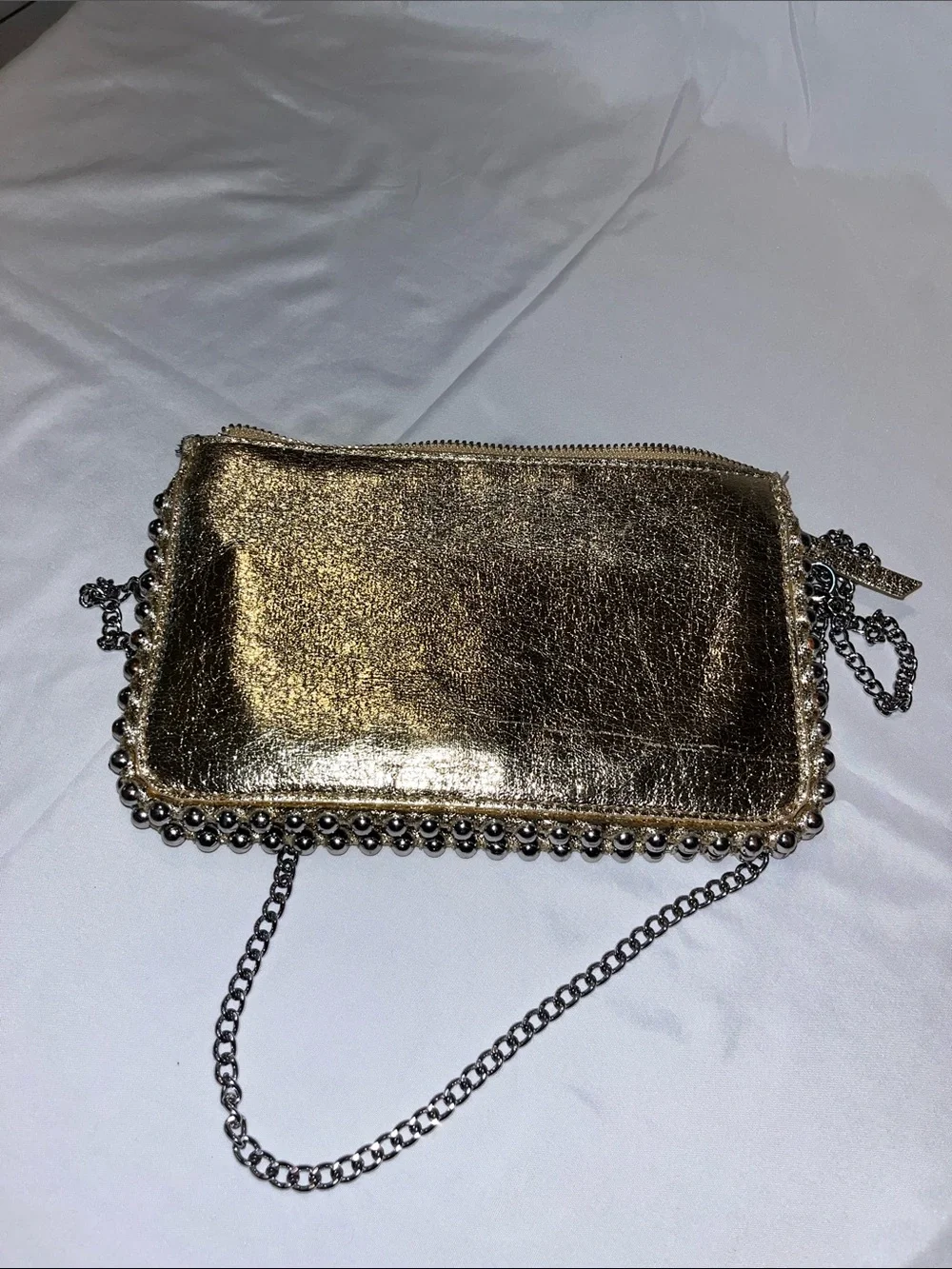 Zara Gold Metallic Chain Shoulder Crossbody Bag